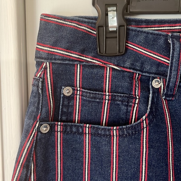 American Eagle• NWOT High Rise Striped Blue, Red and White Mini Skirt, Sz 6, - Picture 6 of 17